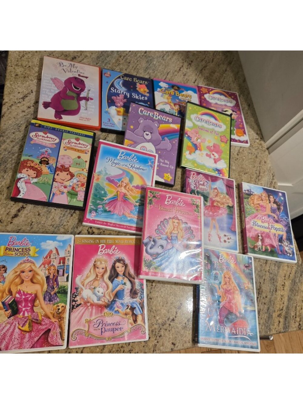 Vintage Kids DVD Lot of 14 Care Bears Barbie Strawberry Shortcake  Barney